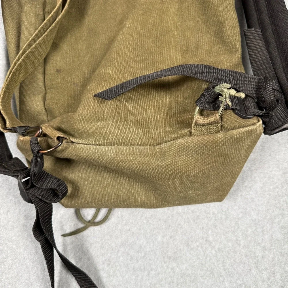 Vintage 80s 90s Military Style Canvas Rucksack Olive Drab Green Backpack Utility
